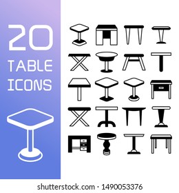 furniture desk and table icons set