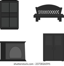  Furniture drawing silhouette icons set.  furniture interior elements Collection.


