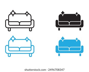 Furniture dry cleaning icon black and white vector outline sign