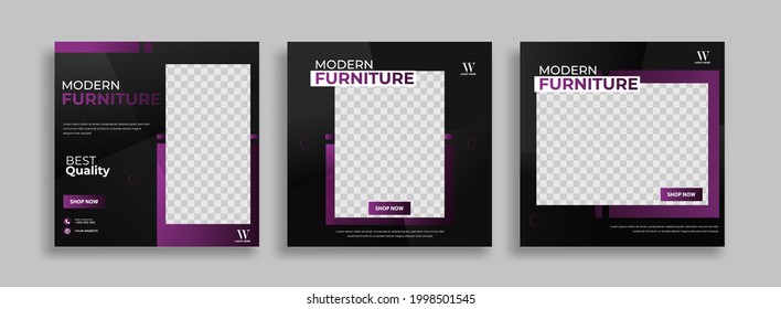 Furniture Editable minimal square banner template with geometric shapes for social media post, story and web internet ads. Vector illustration