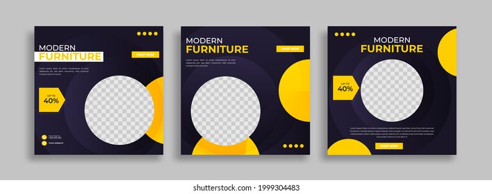 Furniture Editable minimal square banner template with geometric shapes for social media post, story and web internet ads. Vector illustration