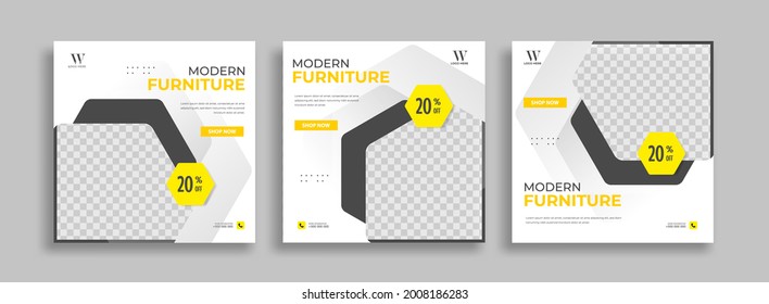 Furniture Editable minimal square banner template with geometric shapes for social media post, story and web internet ads. Vector illustration