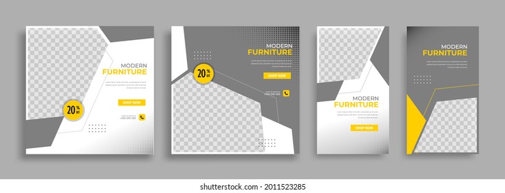 Furniture Editable minimal square banner template with geometric shapes for social media post, story and web internet ads. Vector illustration