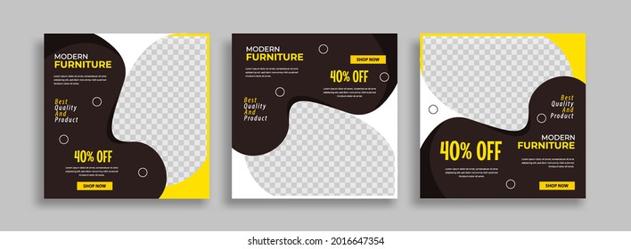 Furniture Editable minimal square banner template with geometric shapes for social media post, story and web internet ads. Vector illustration