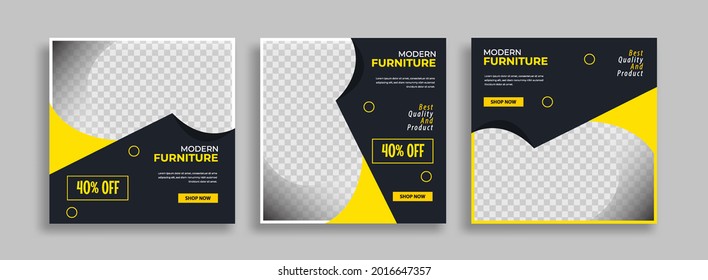 Furniture Editable minimal square banner template with geometric shapes for social media post, story and web internet ads. Vector illustration
