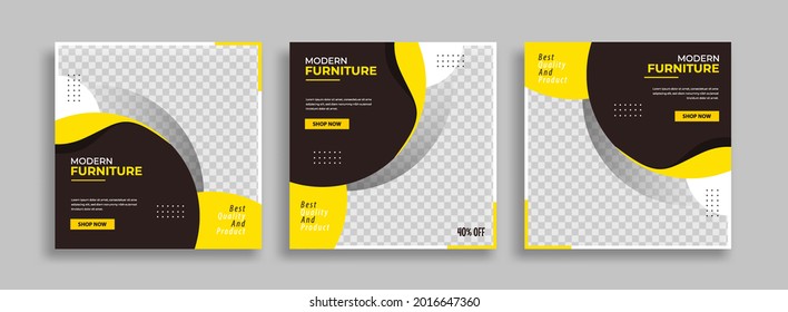 Furniture Editable minimal square banner template with geometric shapes for social media post, story and web internet ads. Vector illustration