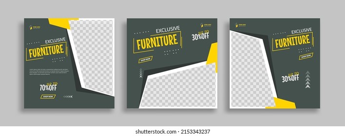 Furniture Editable minimal square banner template with geometric shapes for social media post, story and web internet ads. Vector illustration