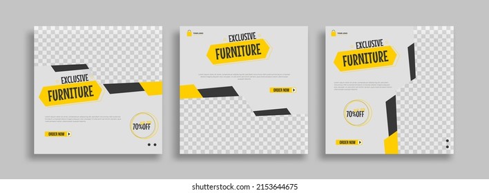 Furniture Editable minimal square banner template with geometric shapes for social media post, story and web internet ads. Vector illustration