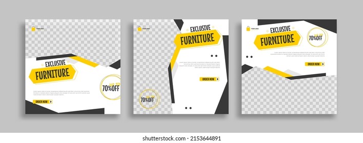 Furniture Editable minimal square banner template with geometric shapes for social media post, story and web internet ads. Vector illustration