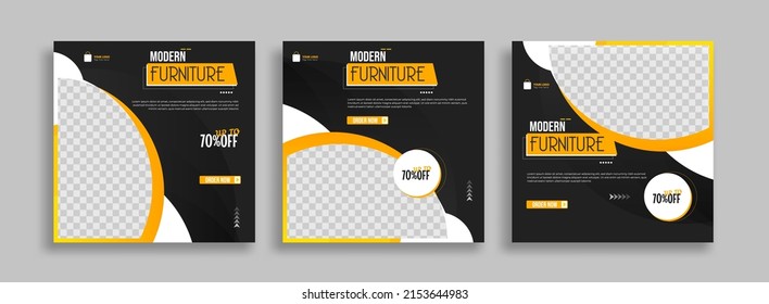 Furniture Editable minimal square banner template with geometric shapes for social media post, story and web internet ads. Vector illustration