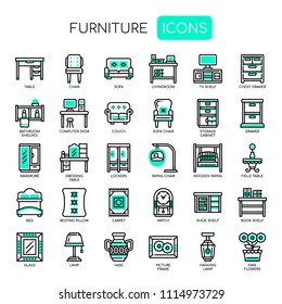 Furniture Elements , Thin Line and Pixel Perfect Icons