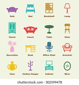 furniture elements, vector infographic icons