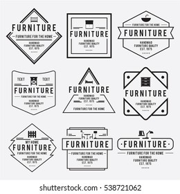 Furniture Emblem vintage vector set, Hipster and retro style, for corporate identity
