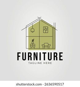 Furniture enhances the interior design of this cozy house logo.