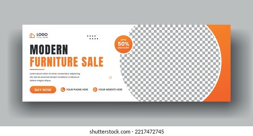 Furniture Facebook Cover and Web Banner Template, Simple and Modern Furniture Social Media Cover Template