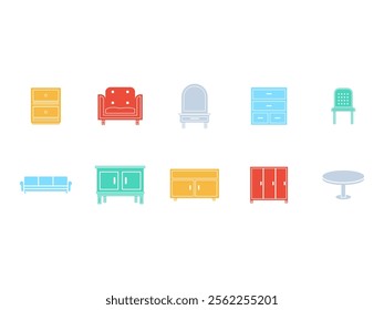 Furniture Fill Logo Element Set