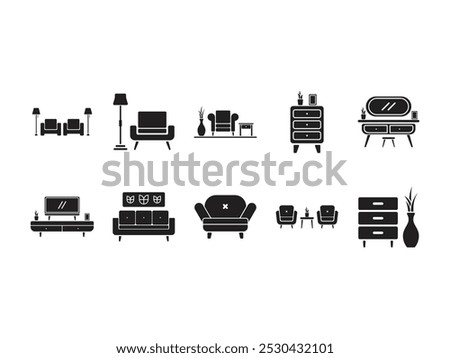 Furniture Fill Logo Element Set 