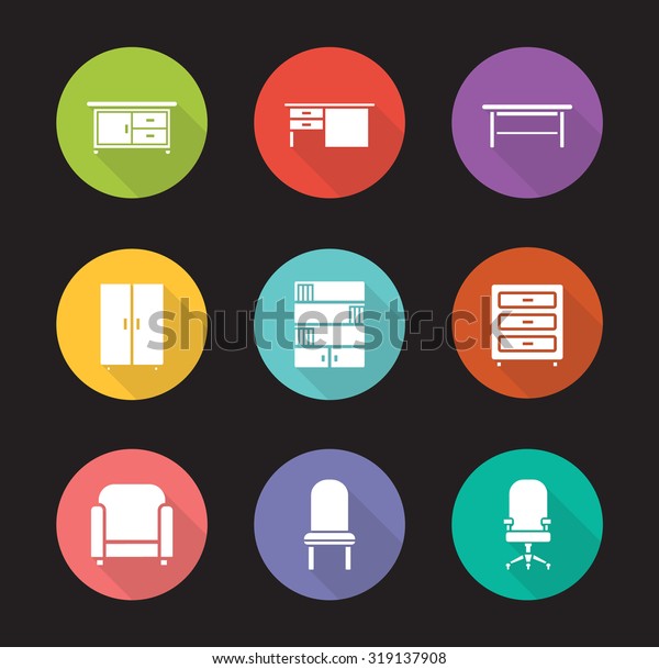 Furniture Flat Design Icons Set Modern Stock Vector Royalty Free 319137908