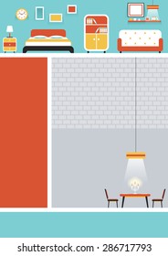 Furniture Flat Design for Webpage, Poster, Household, Home Interior Objects