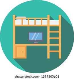 Furniture Flat icons for bed & table