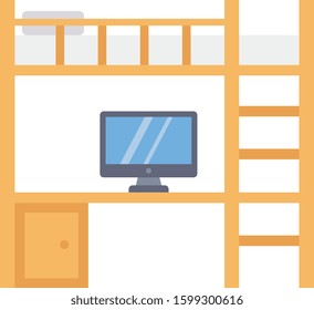 Furniture Flat icons for bed & table