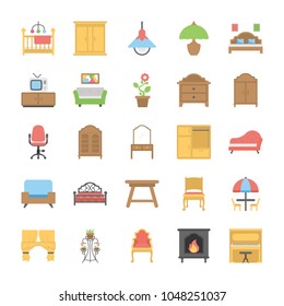 
Furniture Flat Icons Set
