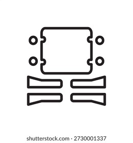 Flachbild-Symbol für Möbel. Modulare Montage- und Logistikeffizienz, bestehend aus konfektionierten (RTA) Kits, schlagfertiger Möbelbeschläge, platzsparendem Versand und DIY-Möbelfertigung.