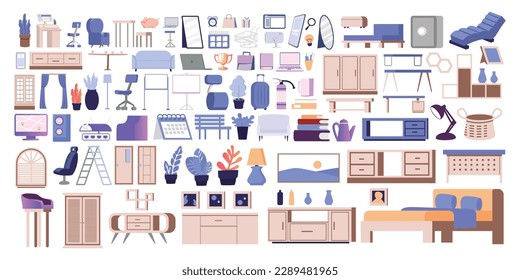 furniture flat style illustration isolated on white background set bundle