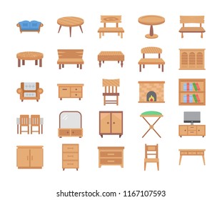 
Furniture Flat Vector Icons 
