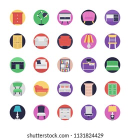 Furniture Flat Vector Icons Set