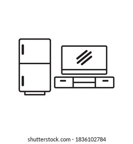 Furniture in front view icon set vector