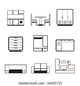Furniture and furnishing icons - vector icon set