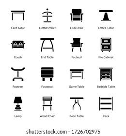 Furniture glyph Icons - Vectors