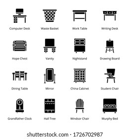 Furniture glyph Icons - Vectors