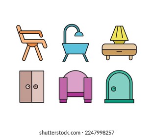 furniture and home appliance icons set