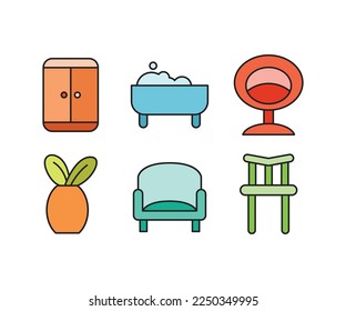 furniture and home appliance icons set