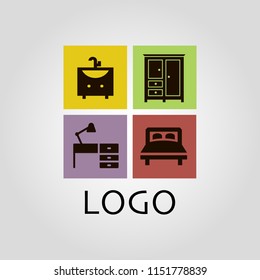 Furniture and home appliance logo template isolated flat vector icon