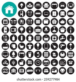 Furniture and home decor icon set