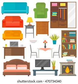 Furniture and home decor icon set vector illustration