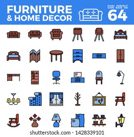 Furniture and home decor outline colir icon