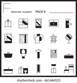 Furniture and home decorate line icons pack 6.Mono outline icons.pictogram illustration.