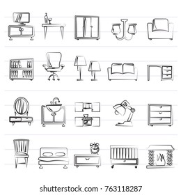furniture and home equipment icons - vector icon set