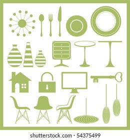 Furniture and home goods icon set