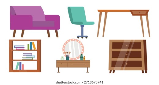 Furniture and home interior elements. Furniture icon set concept of home appliance icon vector illustration. 
