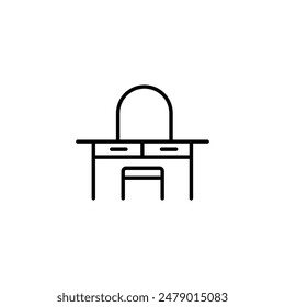 Furniture and home interior elements - thin line web icon set. Outline icons of kitchen, living room, bedroom and office collection. Simple vector illustration