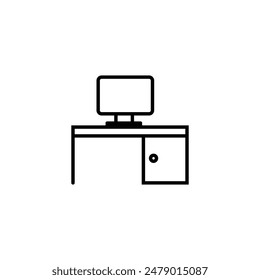 Muebles y Elementos interiores para el hogar - conjunto de iconos de Web de línea delgada. Iconos de contorno de cocina, sala de estar, dormitorio y colección de oficina. Ilustración vectorial sencilla