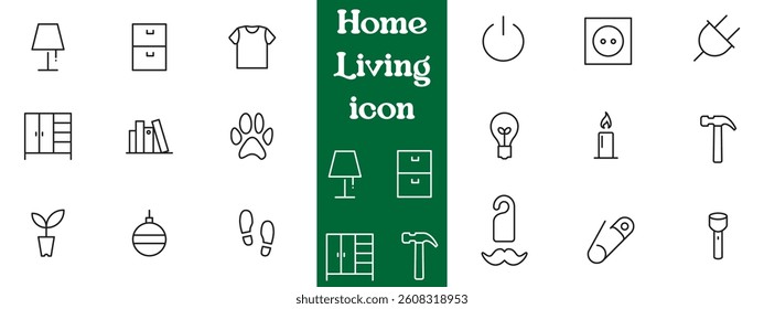 Furniture and home interior elements - thin line web icon set. Outline icons of kitchen, living room, bedroom and office collection