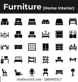 Furniture and home interior icon set