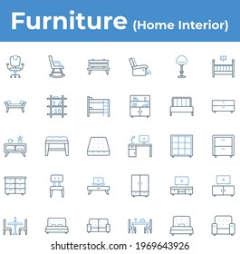 Furniture and home interior icon set