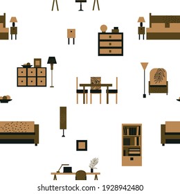 Furniture for the home. Vector  seamless pattern
